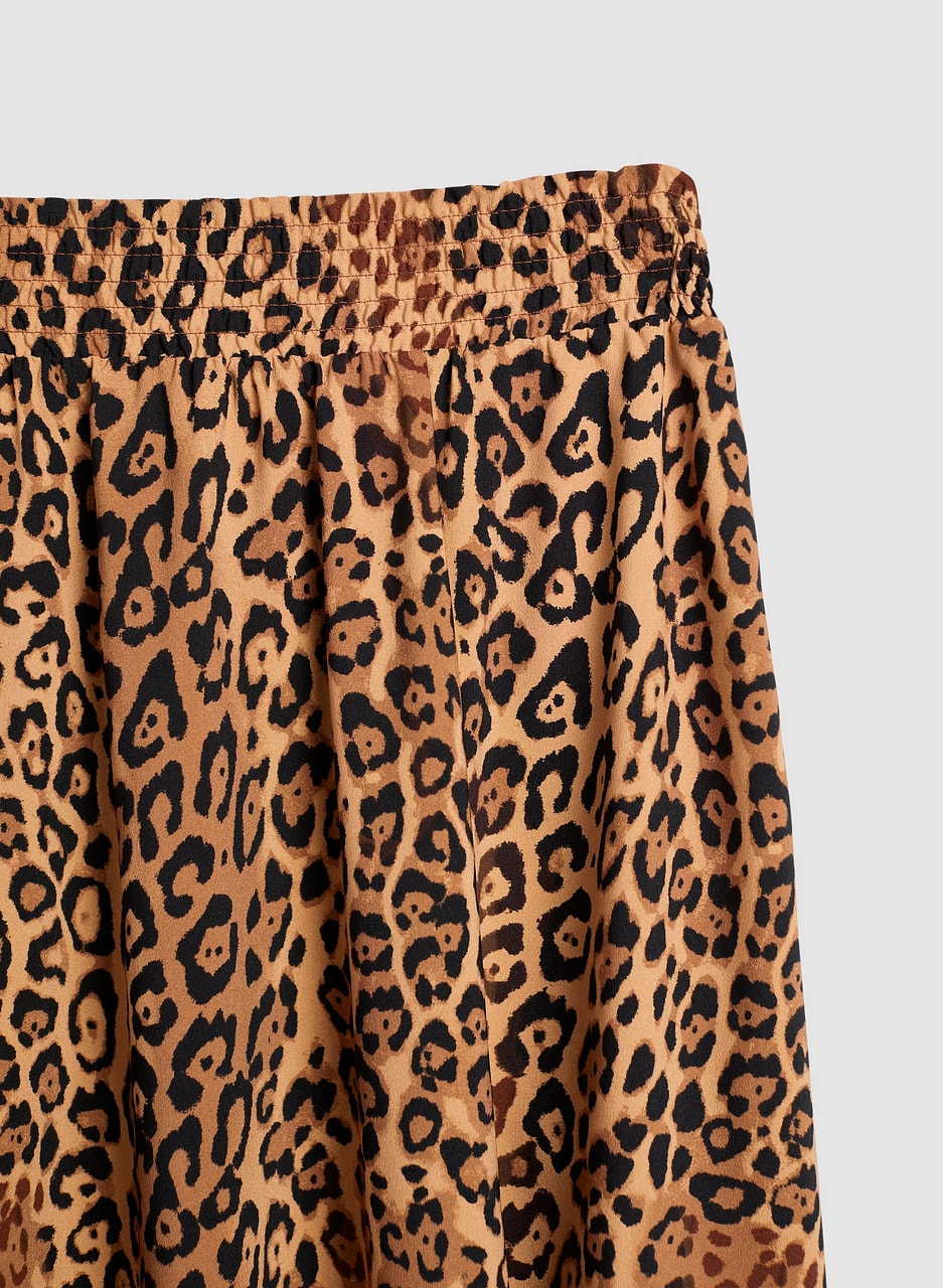 Leopard Print Smocked Waist Skirt