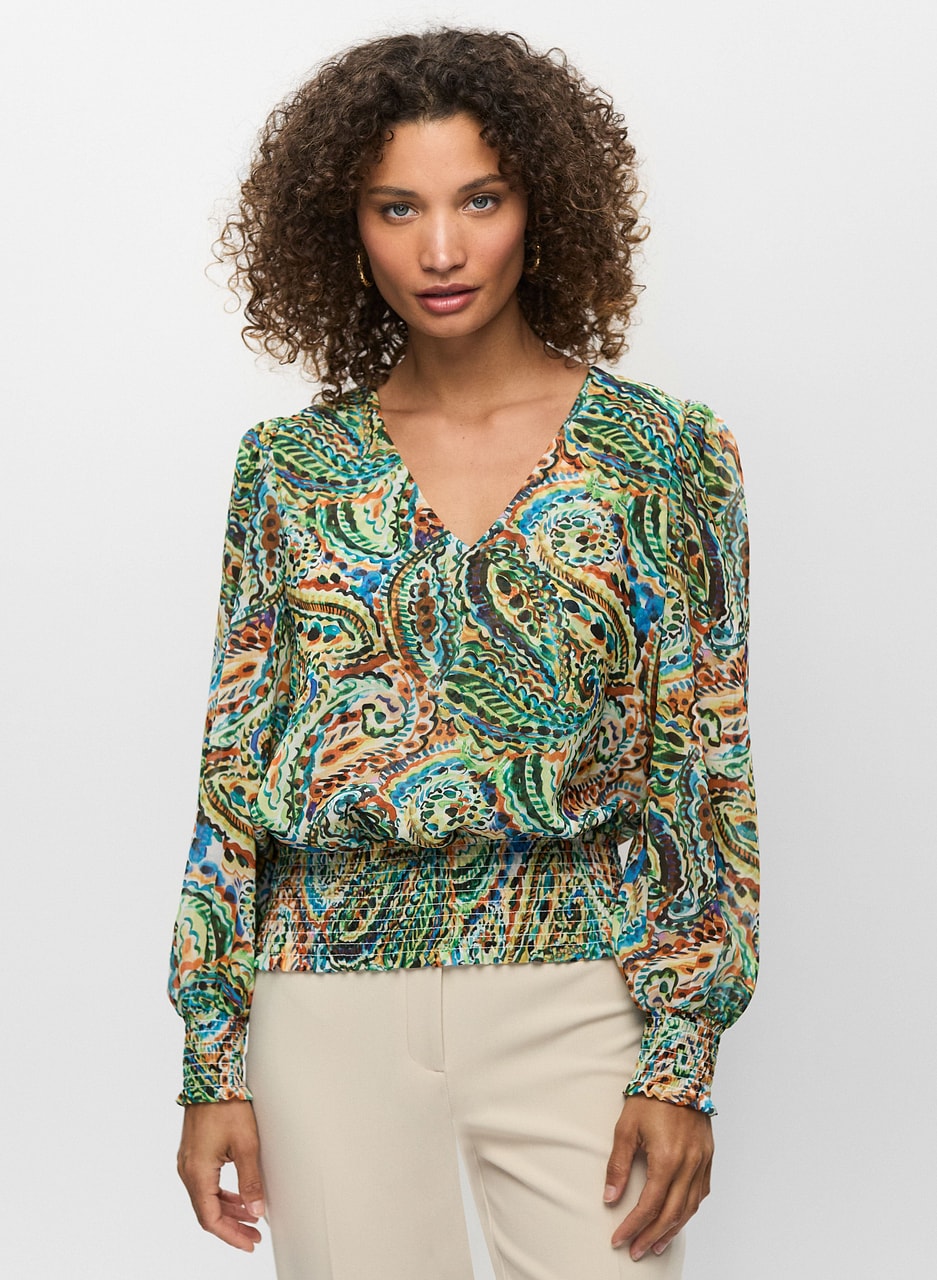 Smocked Paisley Blouse