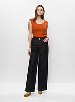 Cap Sleeve Top & Wide Leg Jeans