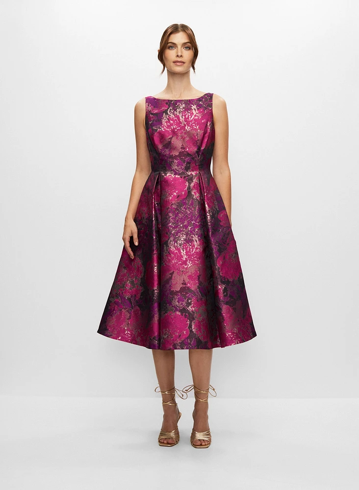 Abstract Floral Jacquard Dress