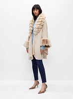 Faux Fur Trim Poncho