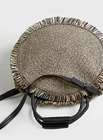 Fringed Round Straw Bag