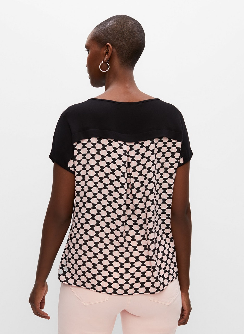 Geometric Print Detail Top