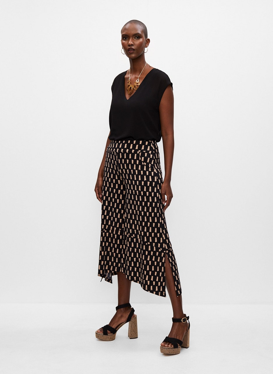 Geometric Print Gaucho Pants