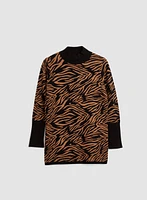 Animal Motif Mock Neck Sweater