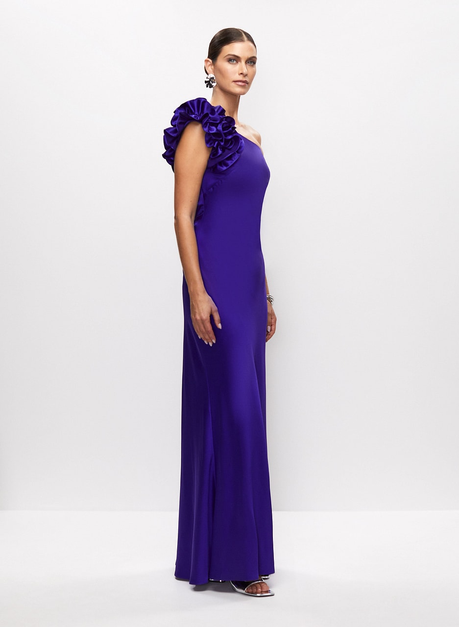 One-Shoulder Satin Gown