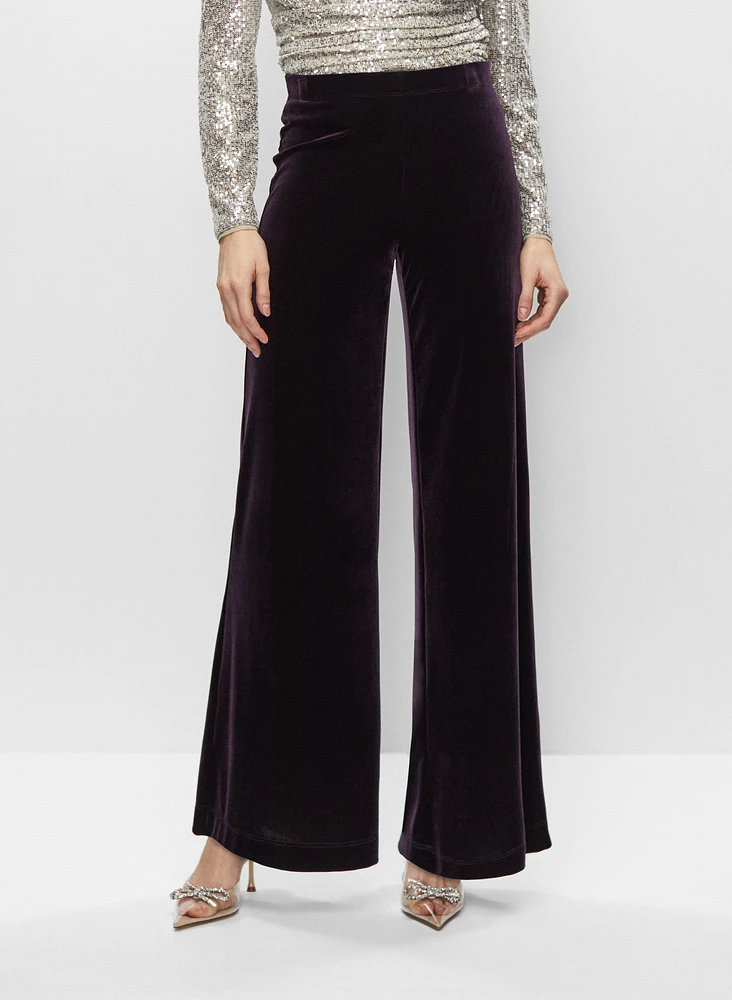 Velour Wide Leg Pull-On Pants