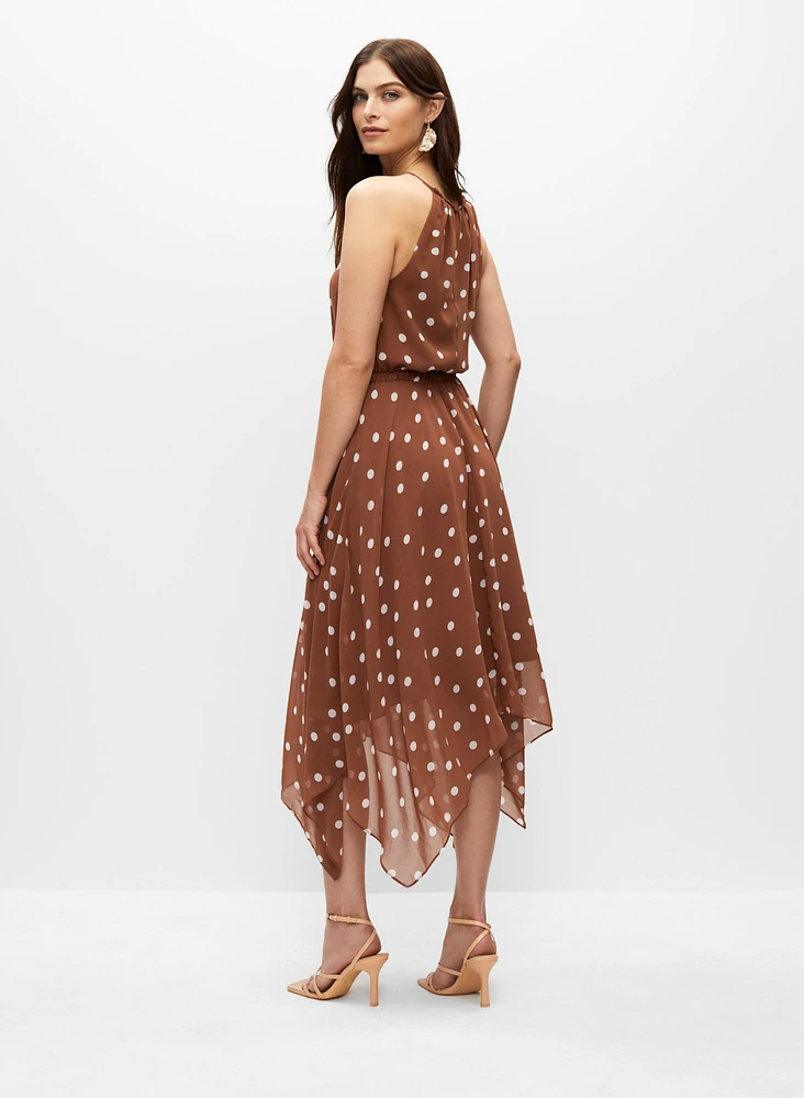 Polka Dot Chiffon Halter Dress