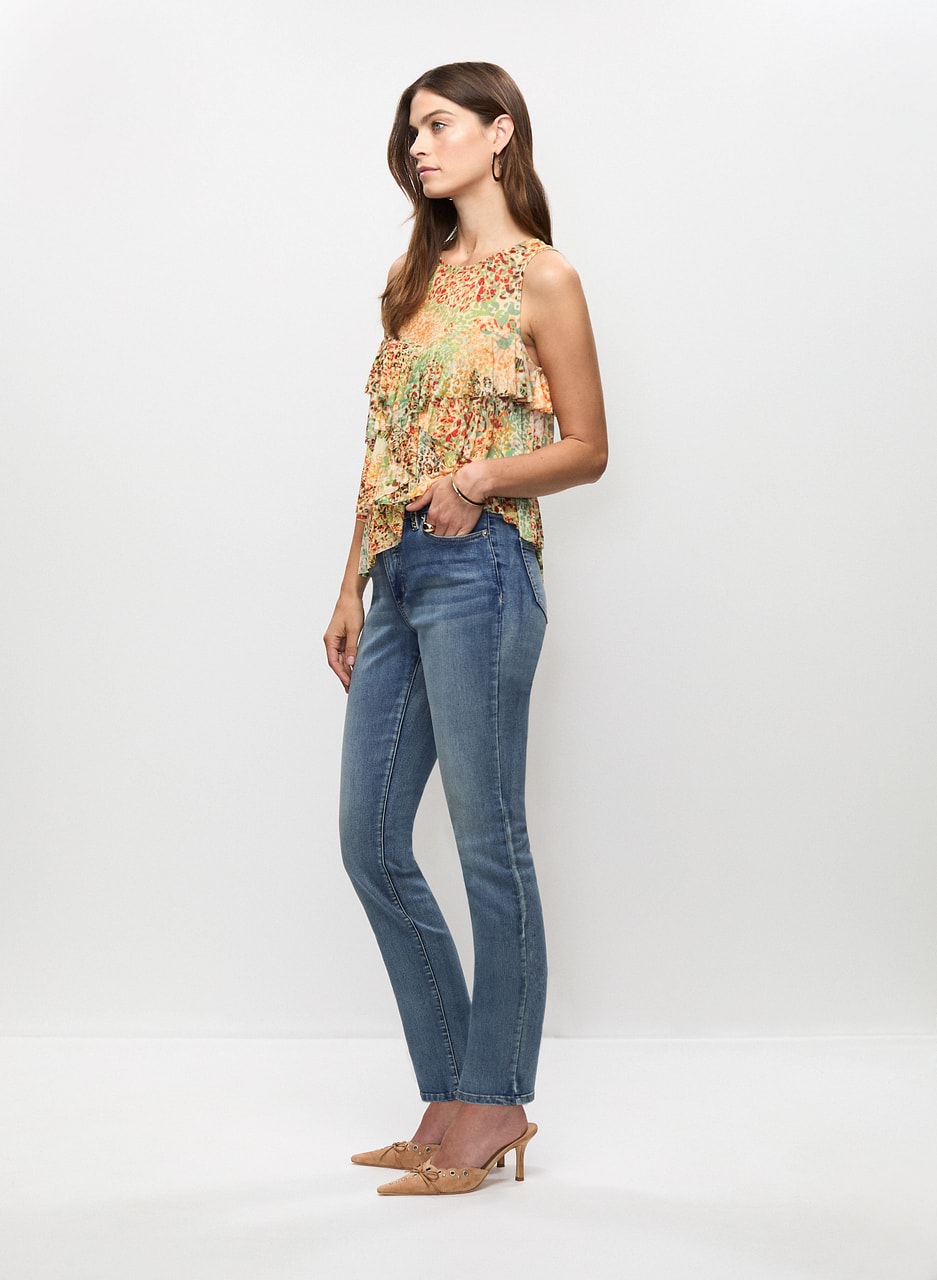 Jewel Detail Straight Leg Jeans