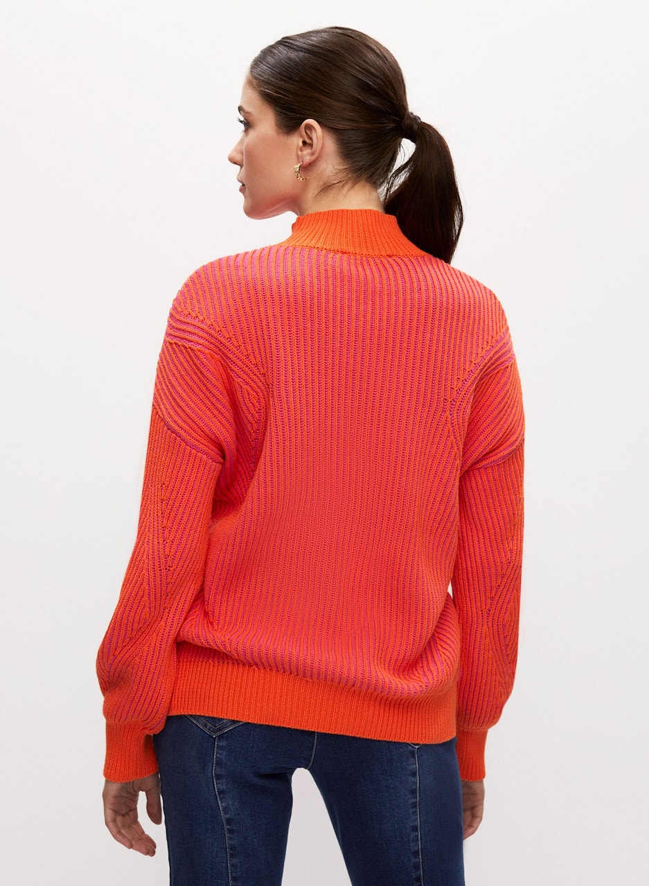 Two Tone Mock Neck Sweater