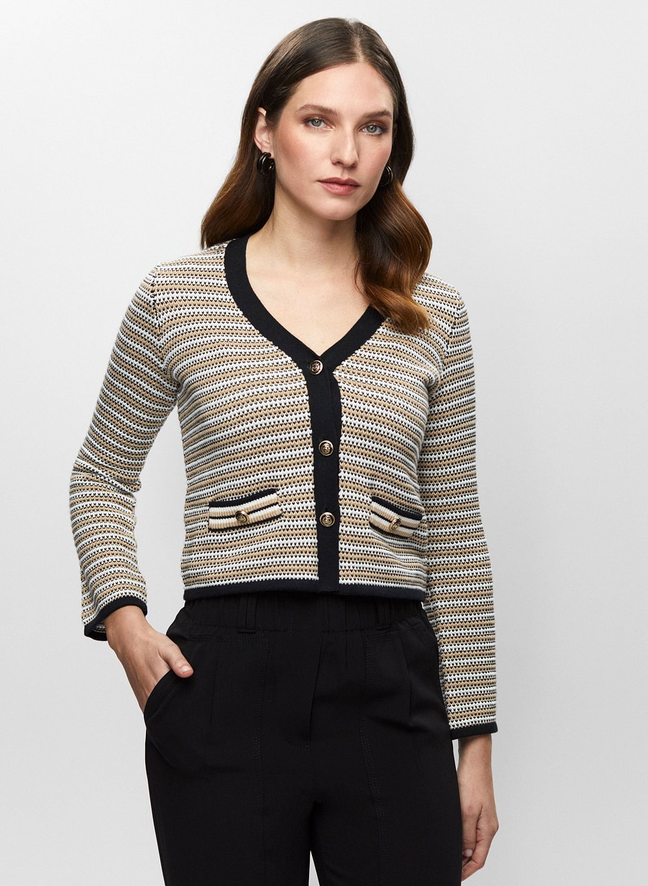 Striped Button Front Cardigan