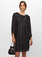 Bouffant Sleeve Sequin Dress