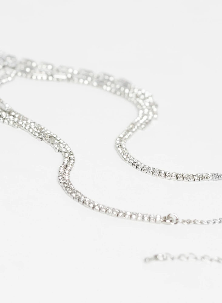 Triple Row Crystal Necklace