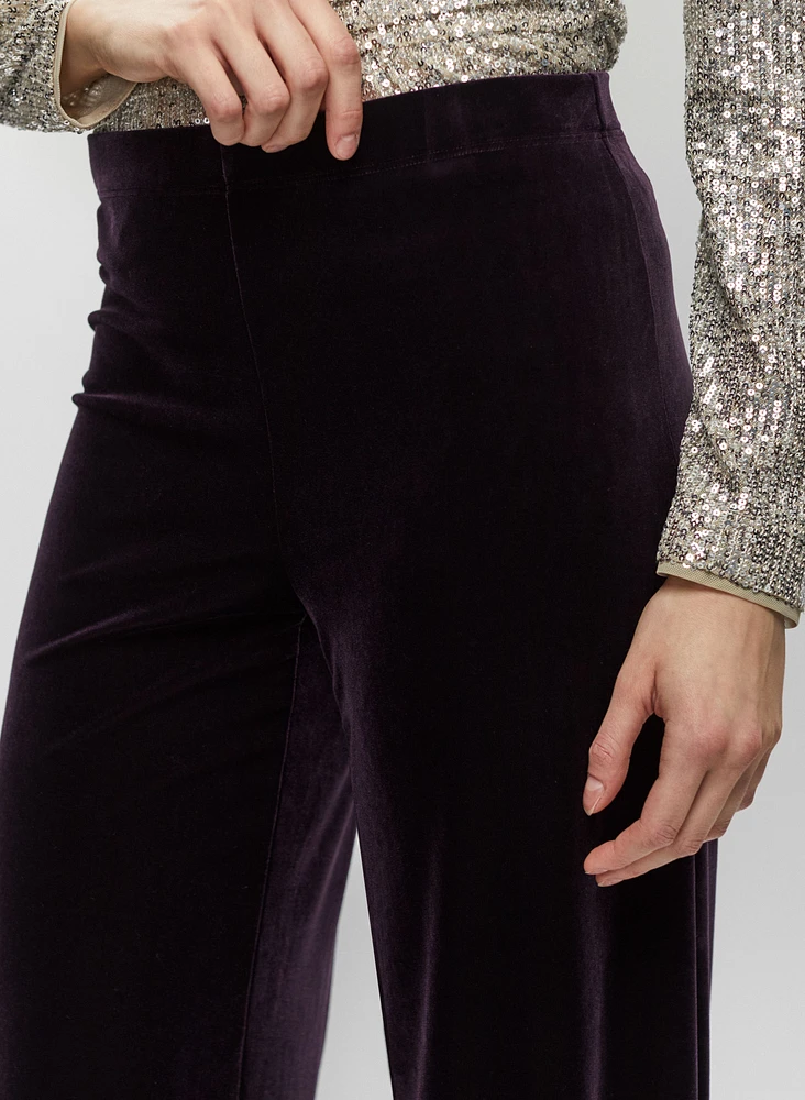 Velour Wide Leg Pull-On Pants