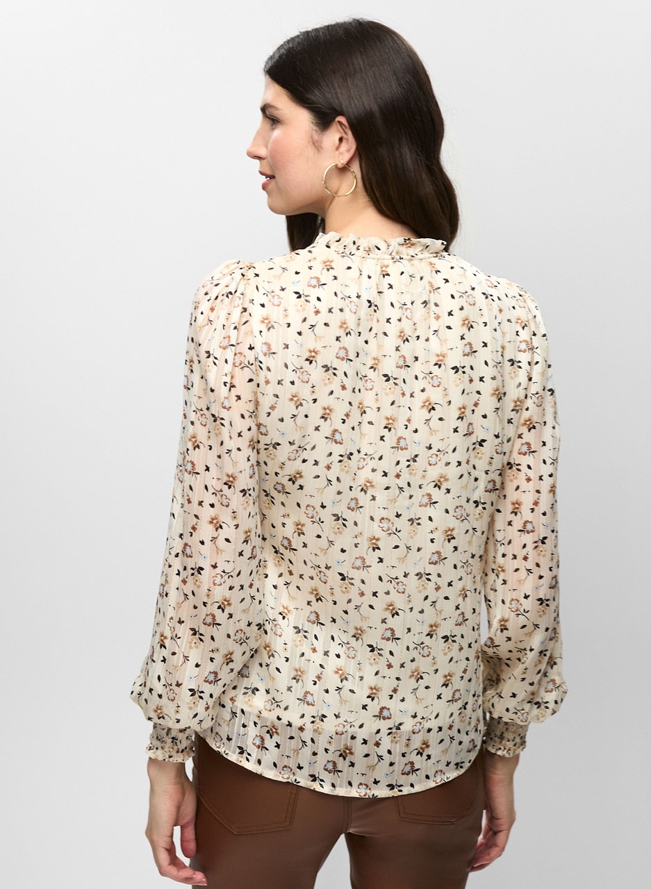 Split Neck Floral Print Blouse