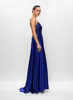 Corset-Style Satin Gown