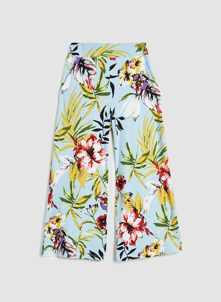 Tropical Pull-On Culotte Pants