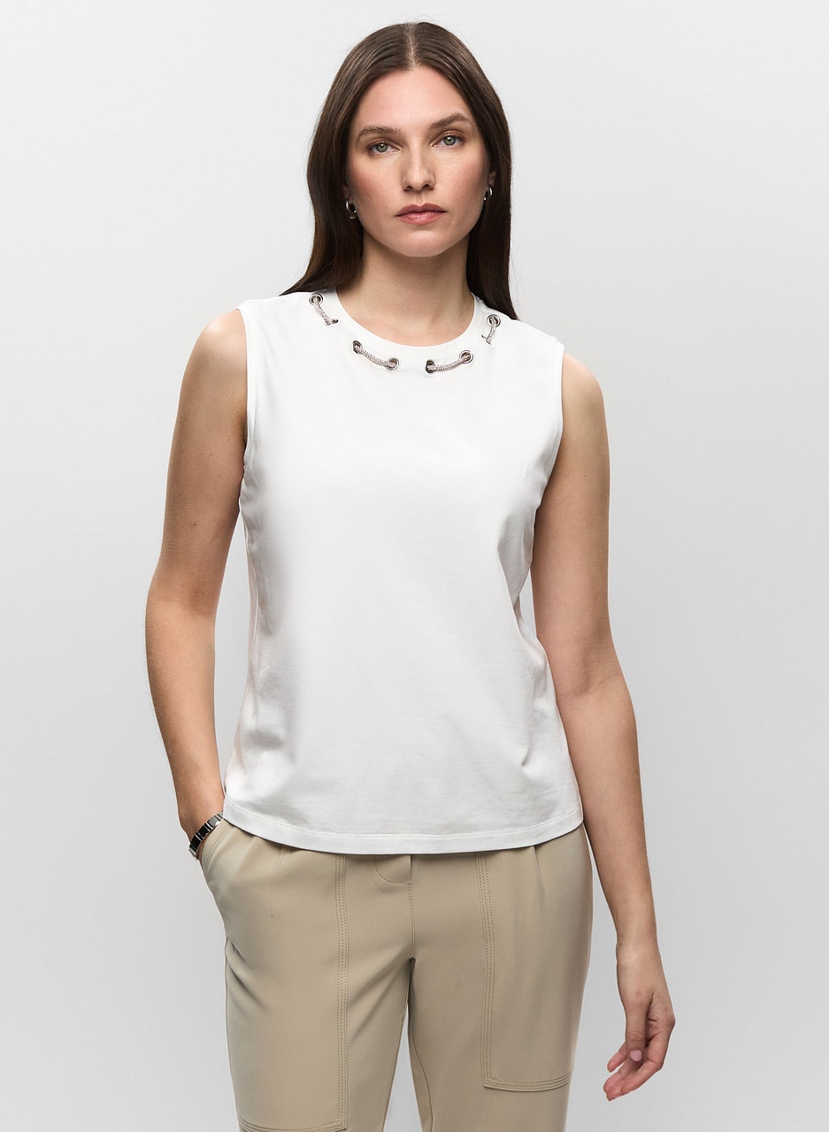 Sleeveless Eyelet Detail Top