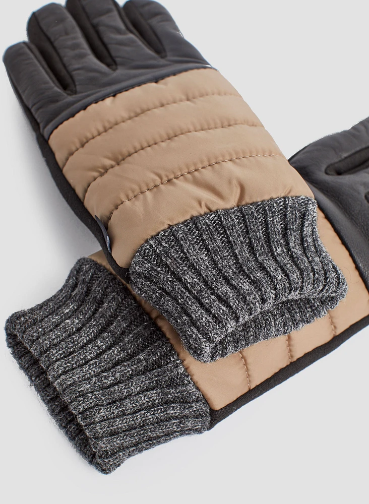 Quilted Two Tone Gloves