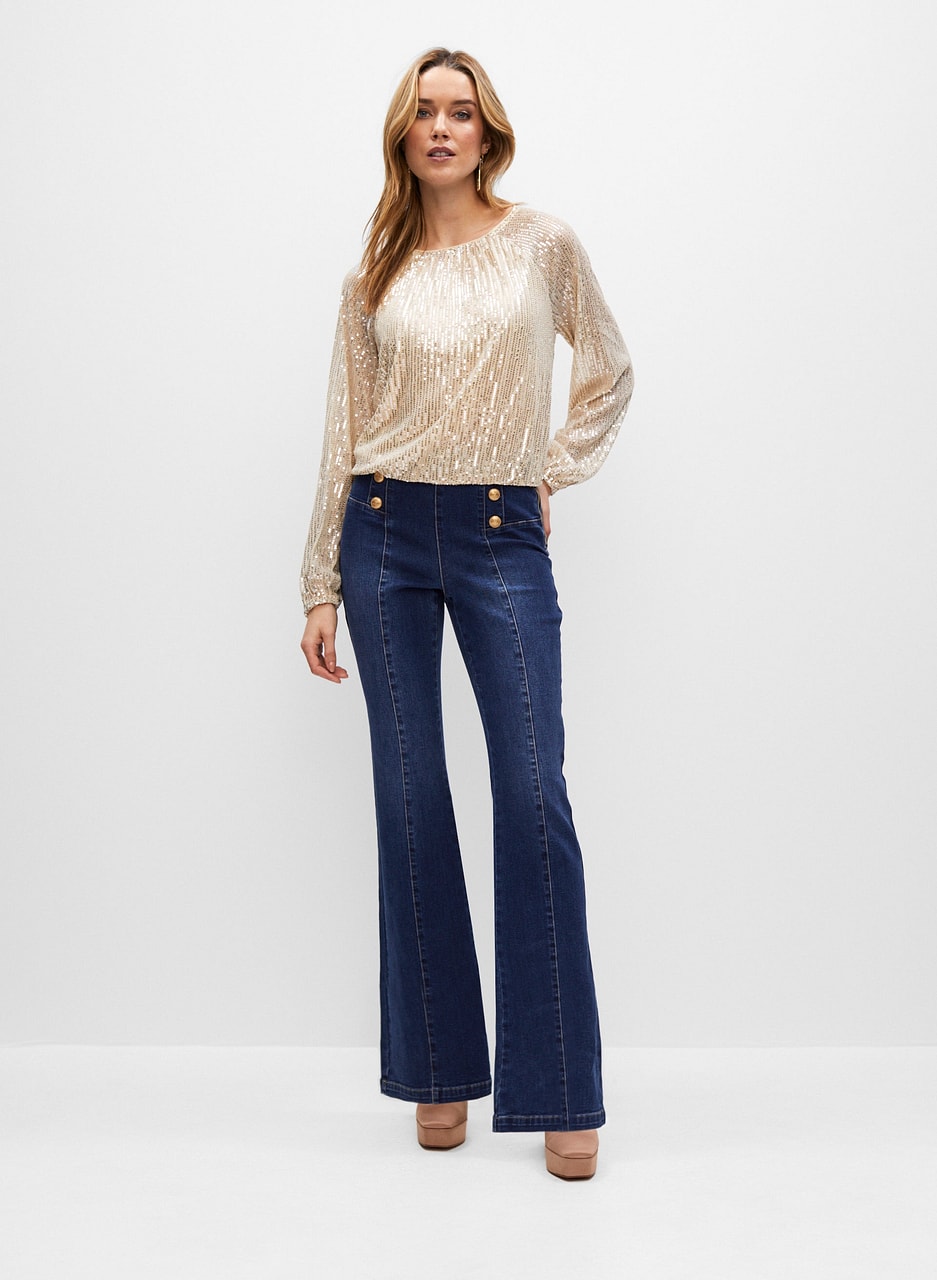 Sequin Puff Sleeve Top