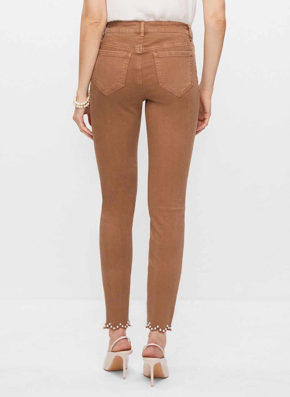 Pearl Detail Slim Leg Pants