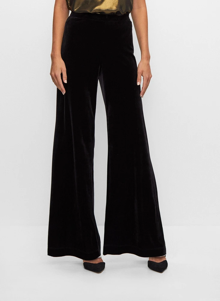 Velour Wide Leg Pull-On Pants