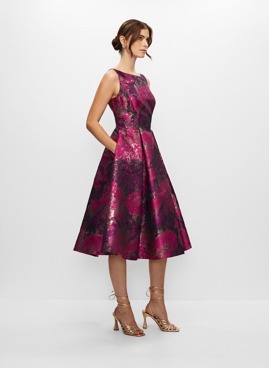 Abstract Floral Jacquard Dress