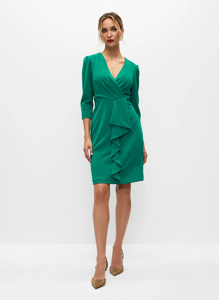 Faux Wrap Flounce Dress