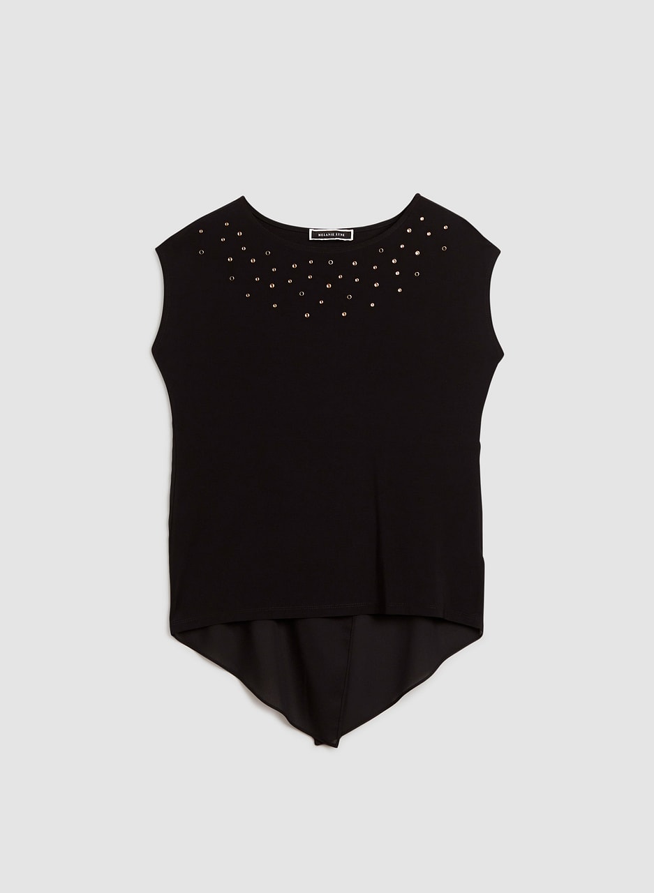 Rhinestone Detail Split Back Top