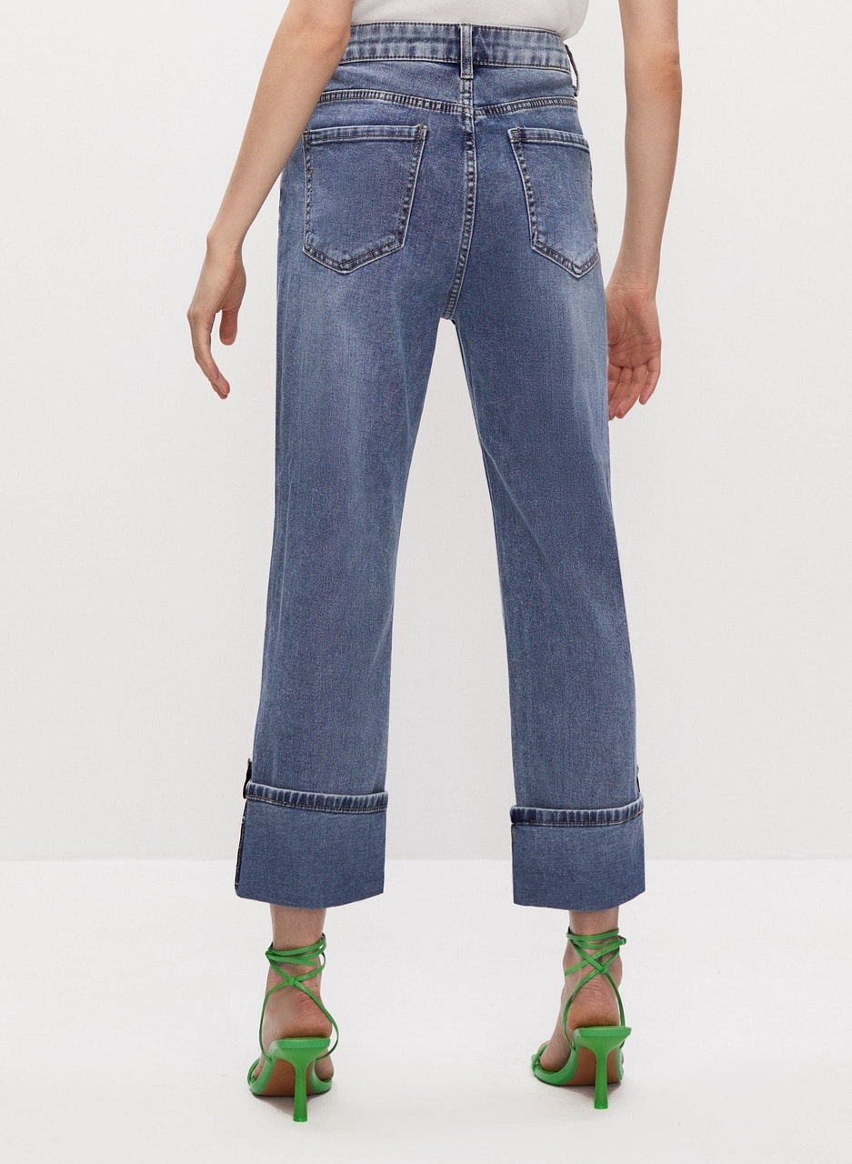 Cropped Cuff Detail Jeans