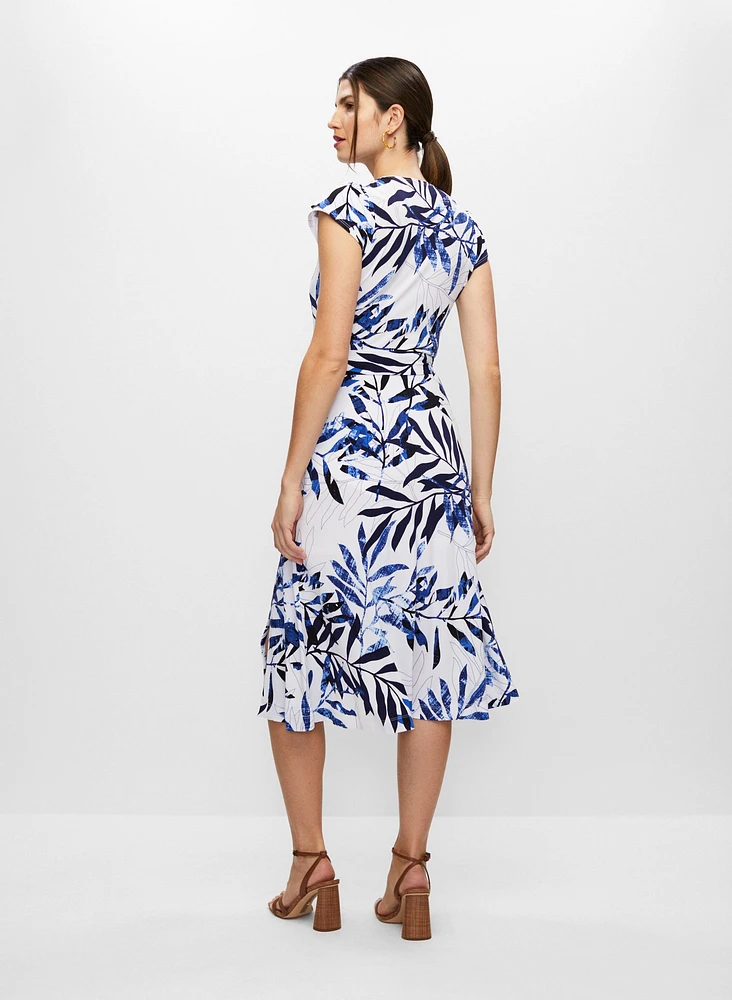 Geometric Print Wrap Dress