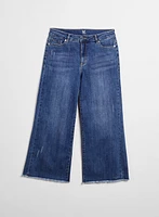 Frayed Hem Culotte Jeans