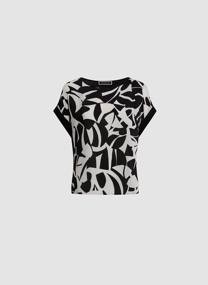 Geometric Print Short Sleeve Top