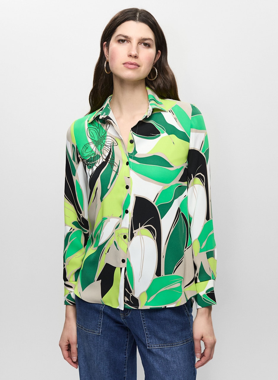 Joseph Ribkoff - Button-Front Printed Blouse