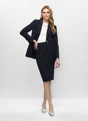 Medium-Length Button Jacket & Pencil Skirt
