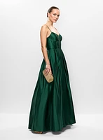 Satin Gown & Metallic Clutch