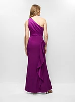 Adrianna Papell - Satin Bodice One-Shoulder Gown