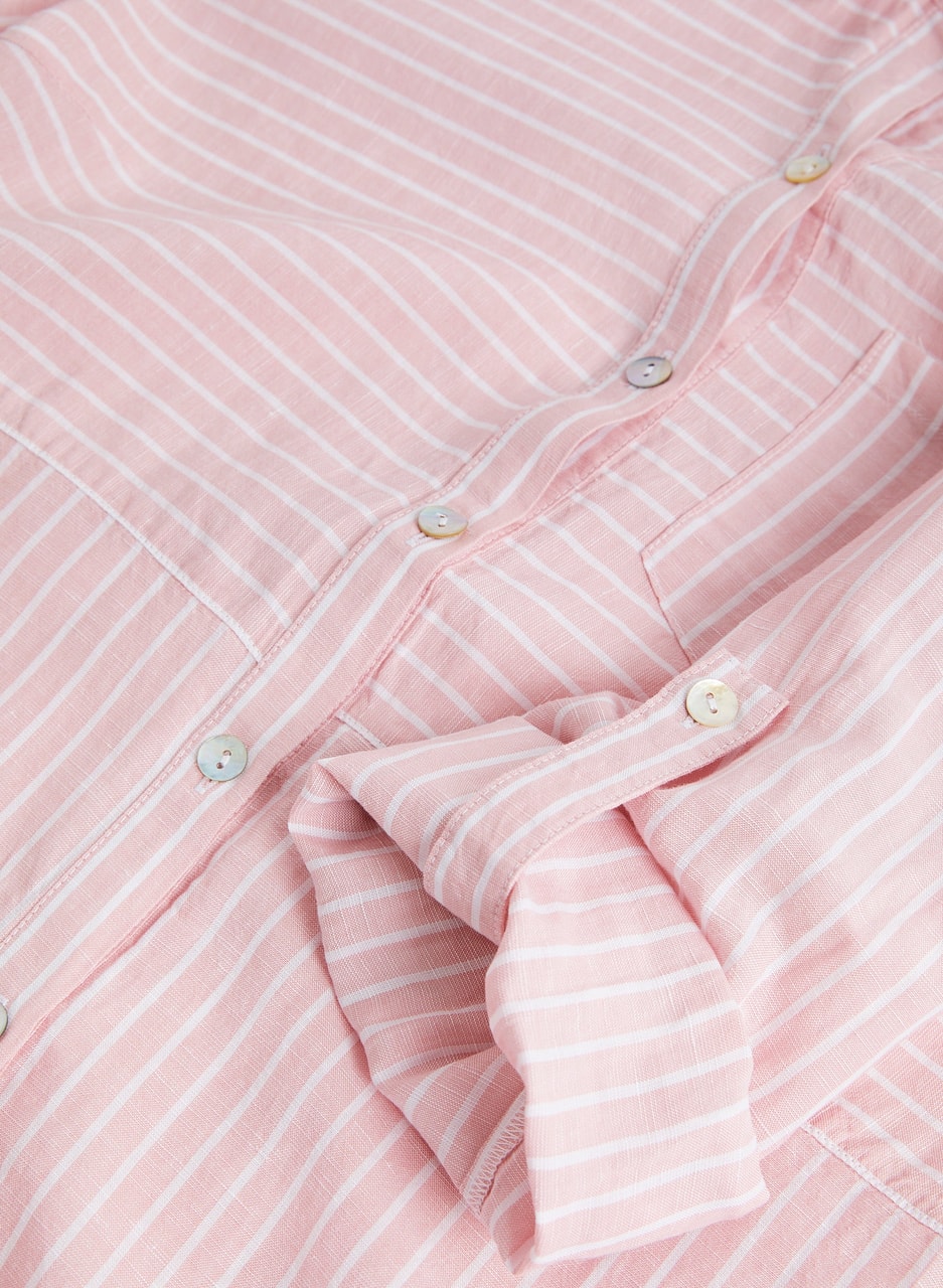 Stripe Print Tencel & Linen Shirt