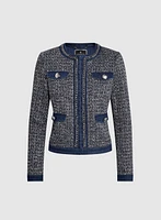 Denim Trim Bouclé Jacket