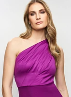 Adrianna Papell - Satin Bodice One-Shoulder Gown