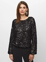 Sequin Detail Crew Neck Top