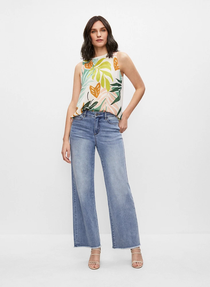 Tropical Print Sleeveless Top