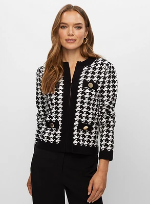 Herringbone Motif Cardigan