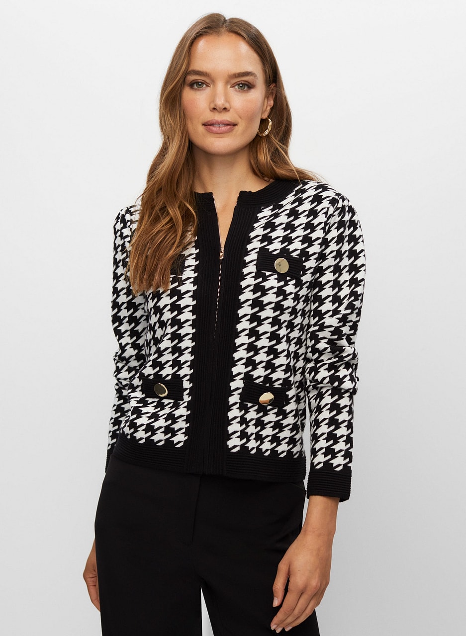 Herringbone Motif Cardigan