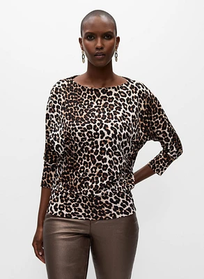 Leopard Print Dolman Sleeve Top