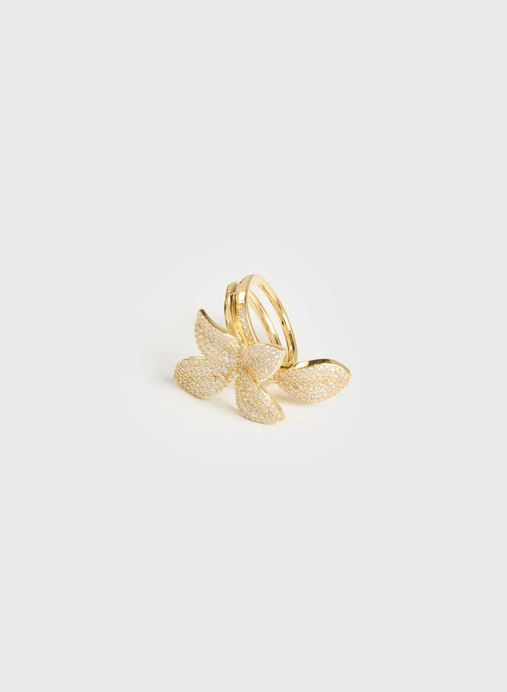 Floral Motif Pavé Ring