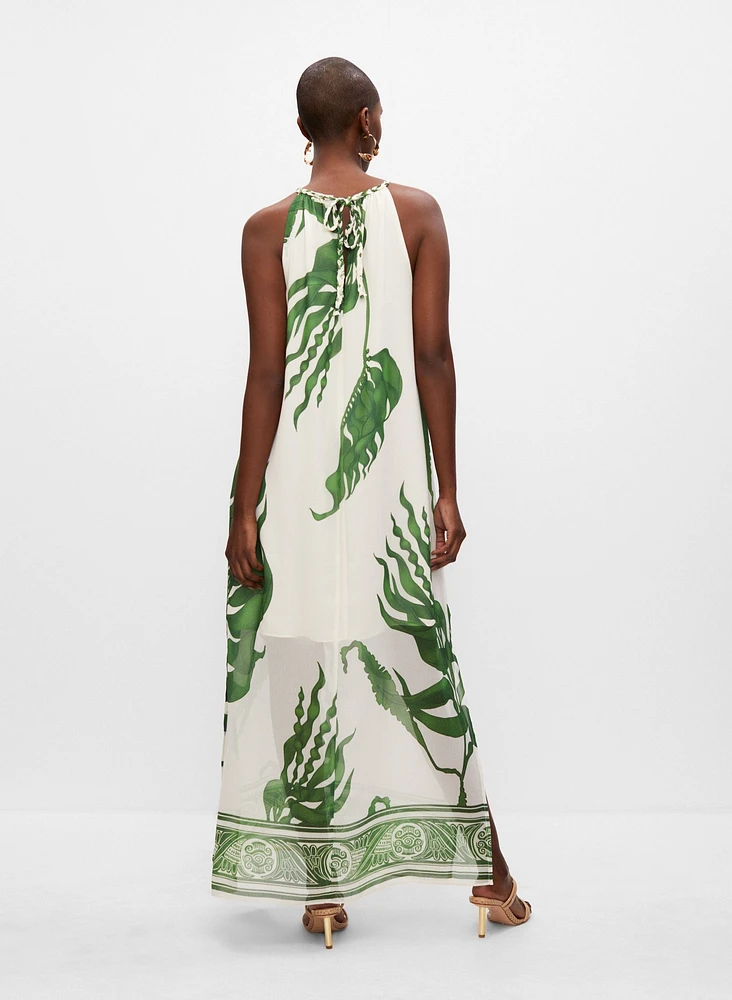 Leaf Print Maxi Dress