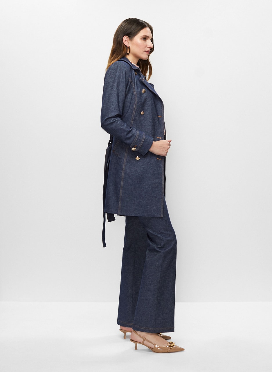 Double-Breasted Denim Trench Coat