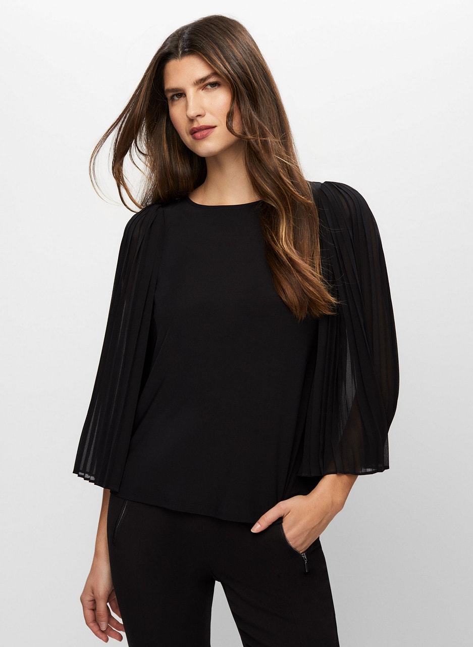 Pleated Chiffon Sleeve Top