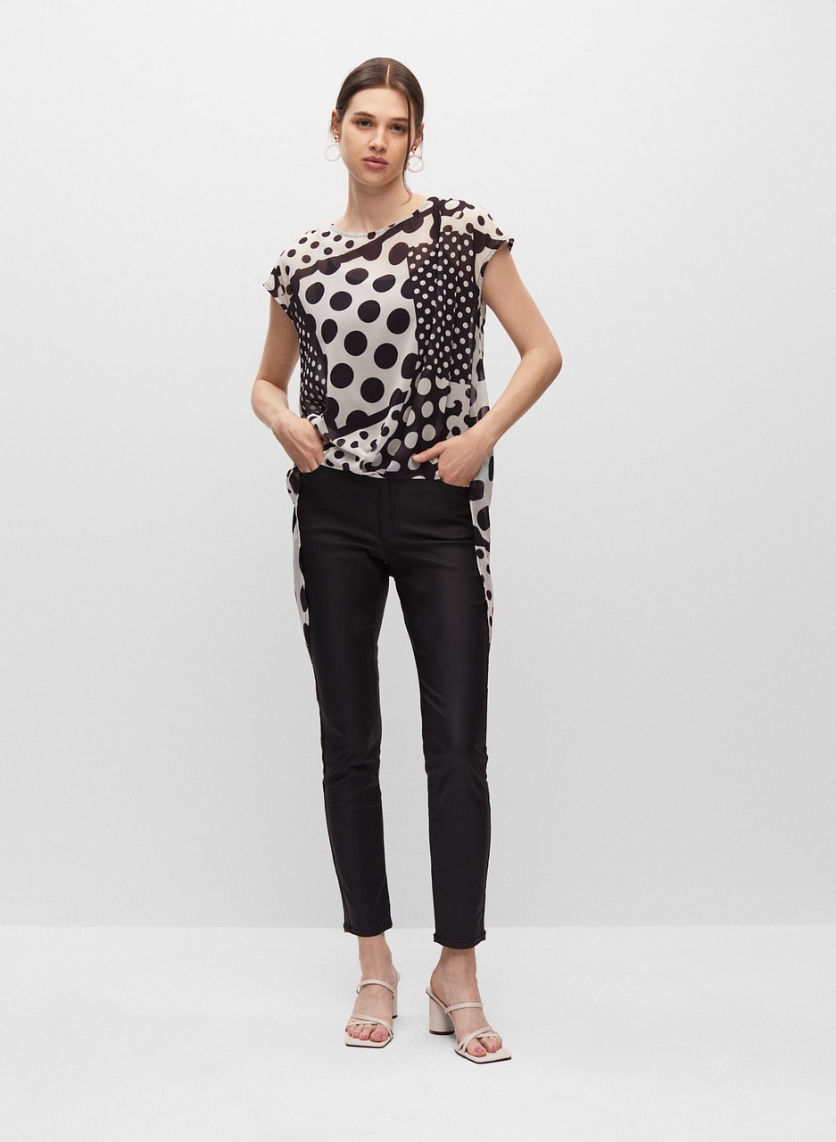 Patchwork Dot Print Blouse